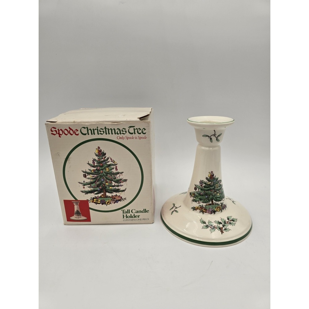 Spode Christmas Tree Candle Holder England porcelain Holiday 5.5" Tall w/ box